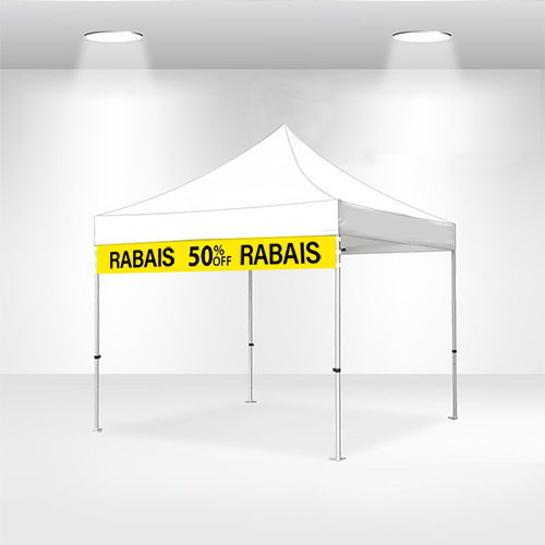 Polyester banner for tents