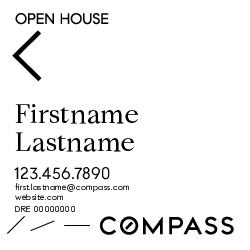 Compass Single Agent 20x20 White Open House Sign