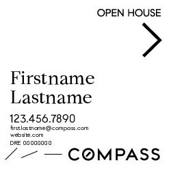 Compass Single Agent 20x20 White Open House Sign