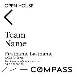 Compass Single Agent 20x20 White Open House Sign - Team Name Big