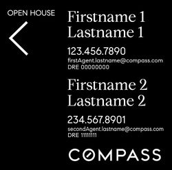 Compass Double Agent 24x24 All Black Open House Sign
