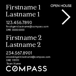 Compass Double Agent 20x20 All Black Open House Sign - Team Name Subline