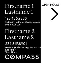 Compass Double Agent 20x20 Black Open House Sign - Team Name Subline