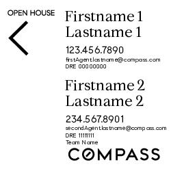 Compass Double Agent 20x20 White Open House Sign - Team Name Subline
