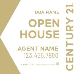 Century 21 24X24 White Gold Open house sign