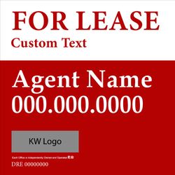 4x4 Commercial Sign - For Lease - Red