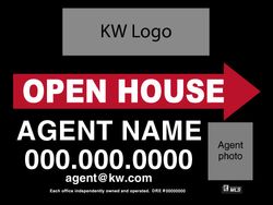 KW 18x24 Black Agent Photo and Logo Open house sign