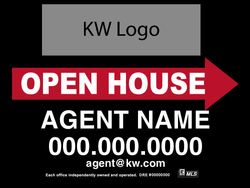 KW 18x24 Black - KW Logo Open house sign