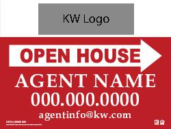 KW 18x24 Red Open house sign - with KW Logo