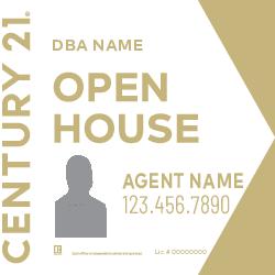 Century 21 20X20 White Gold Agent Photo Open house sign
