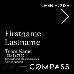 Compass Single Agent 24x24 All Black Open House Sign - Team Name Subline