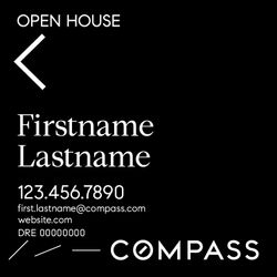 Compass Single Agent 20x20 All Black Open House Sign