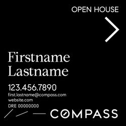 Compass Single Agent 20x20 All Black Open House Sign