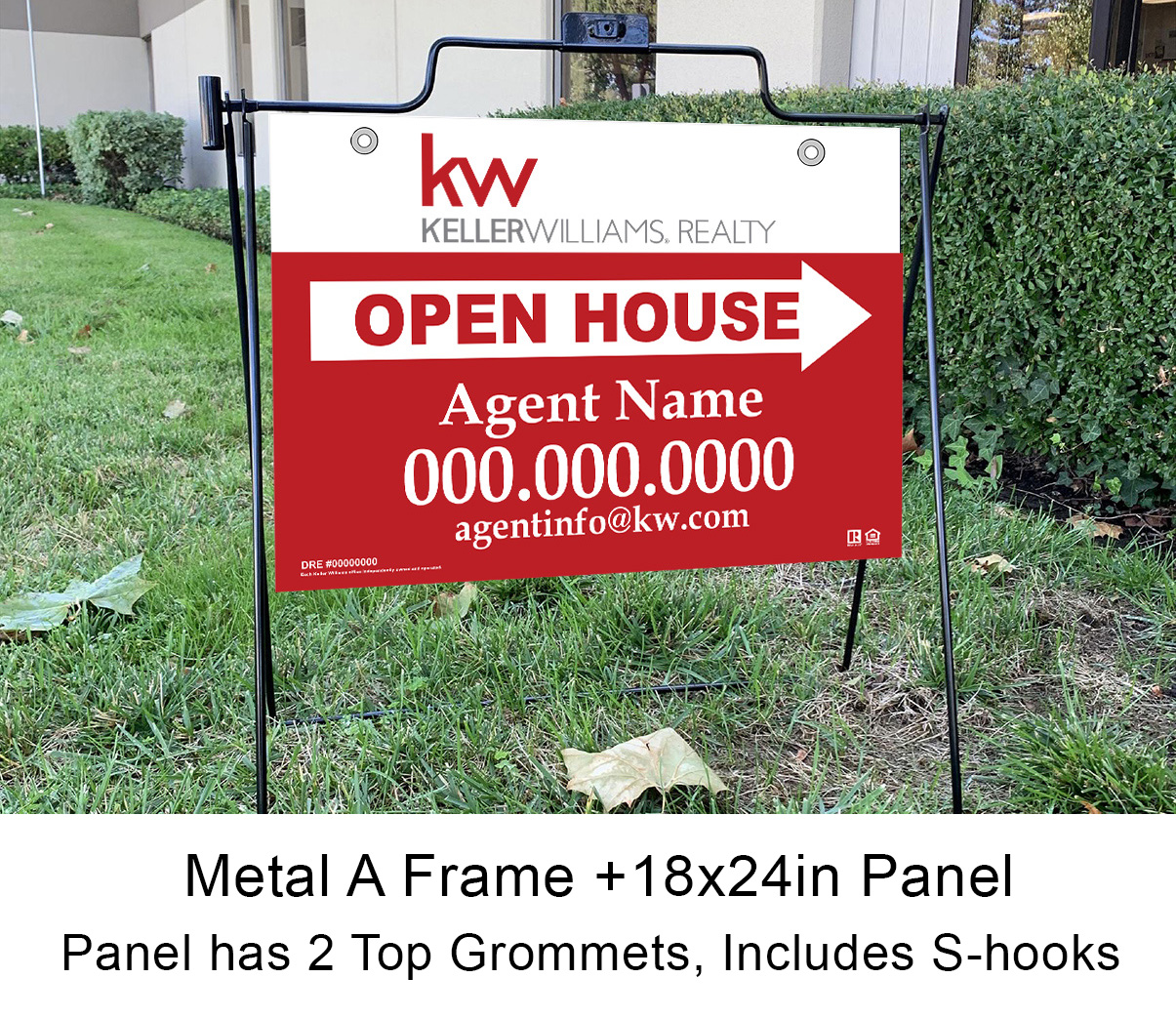 Keller Williams 18x24 Open House with Metal A Frame