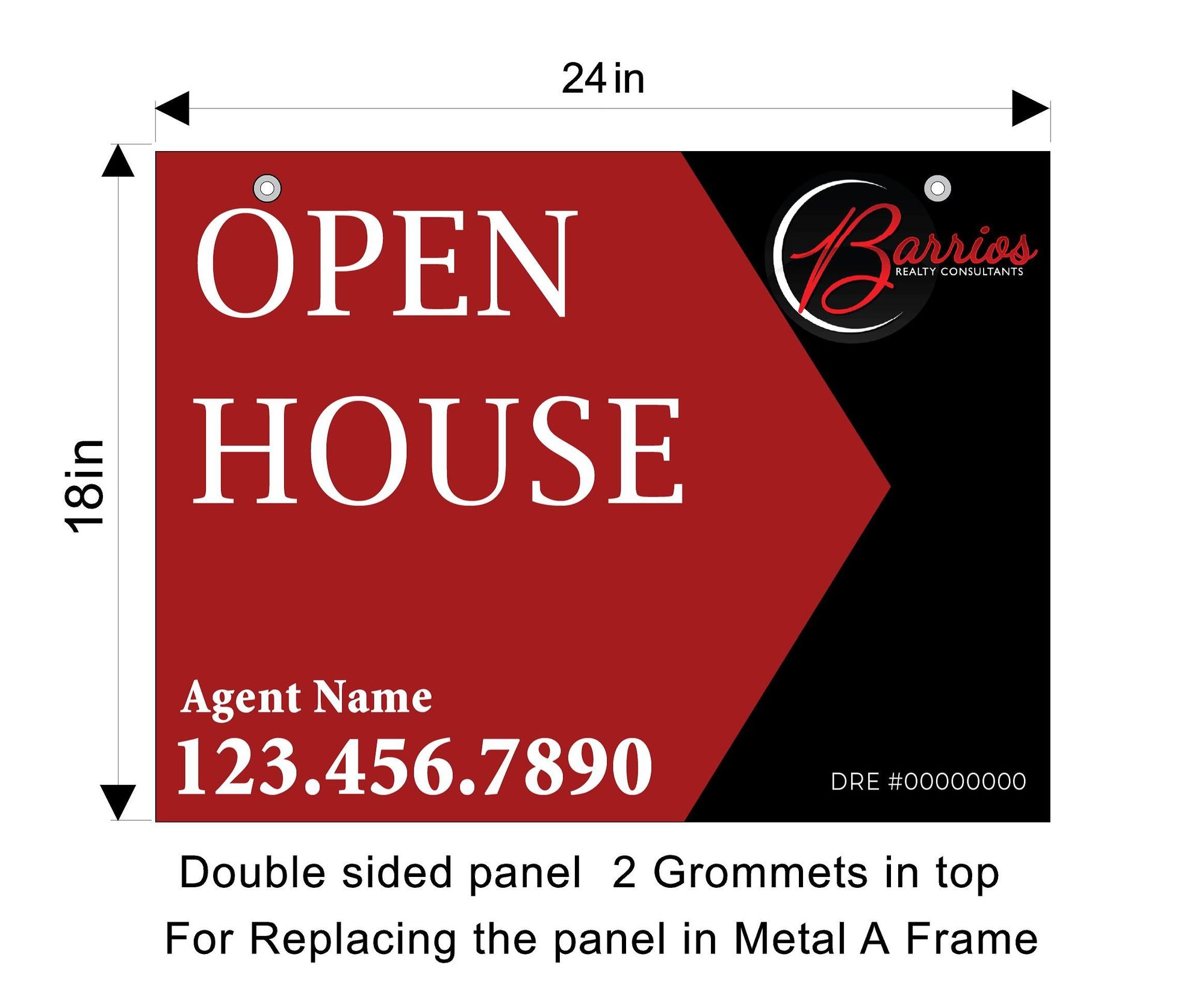 Barrios Realty 18x24 Open House Replacement panel