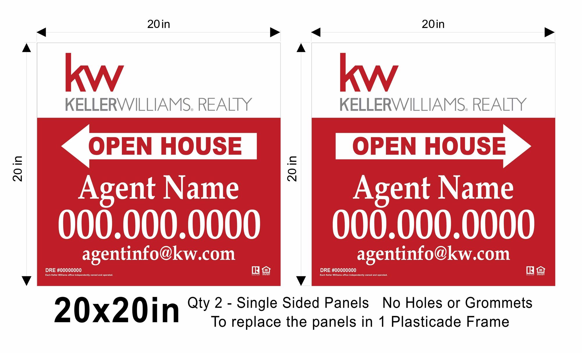 Keller Williams 20x20 Open house Replacement Panel Set