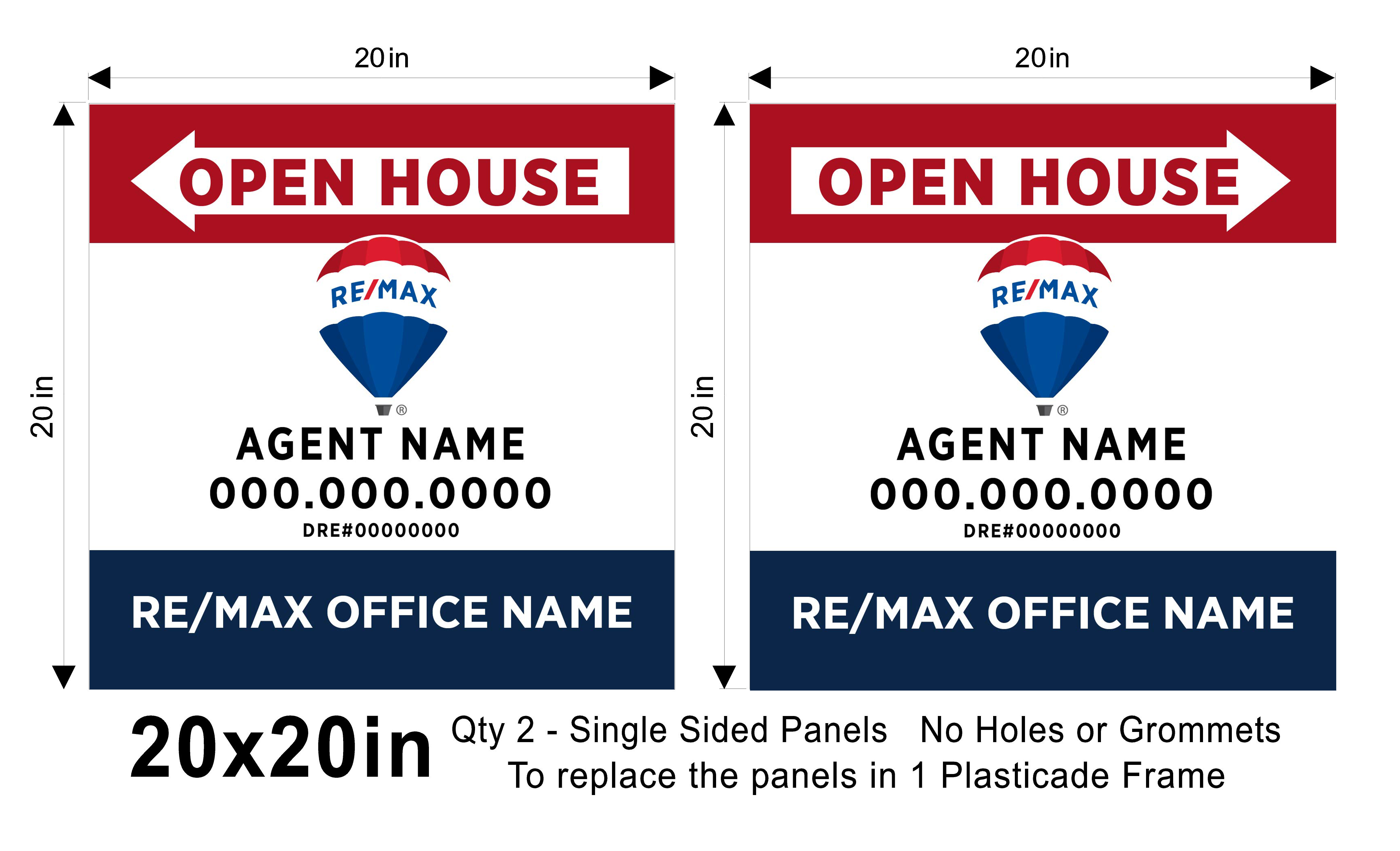 RE/MAX 20x20 Open house Replacement Panel Set