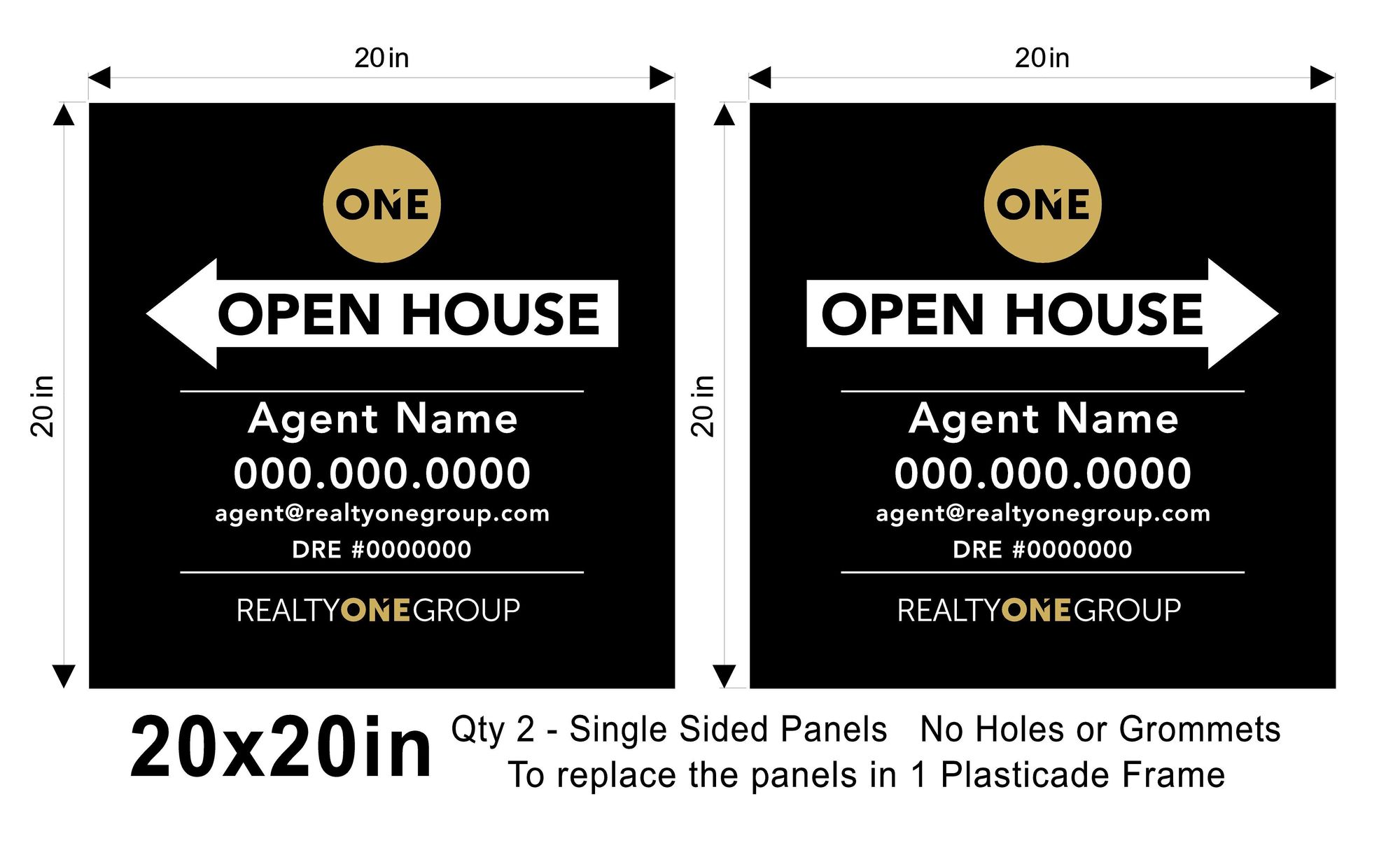 Realty ONE Group 20x20 Open house Replacement Panel Set