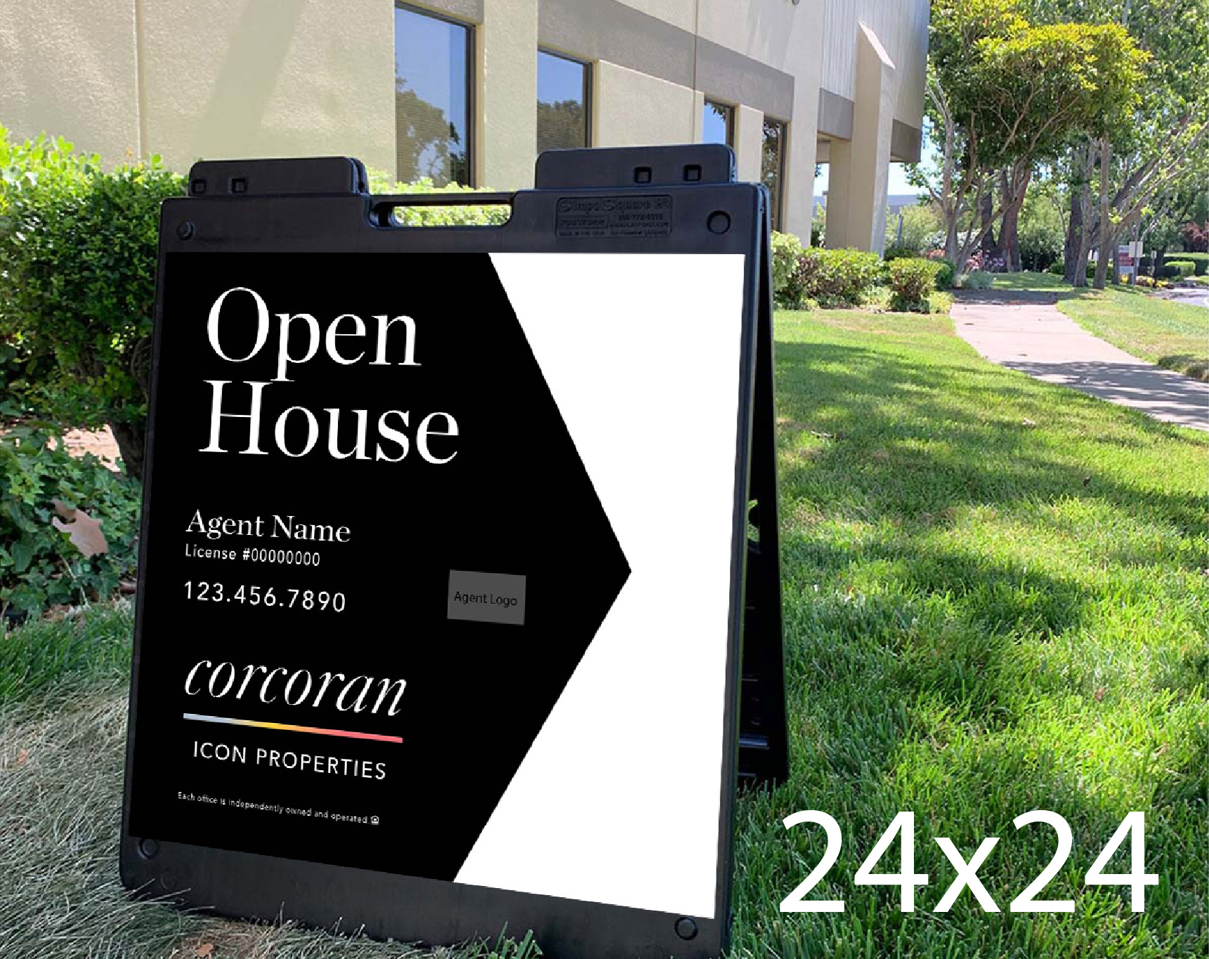 Corcoran 24x24 Open House sign with Plasticade Frame
