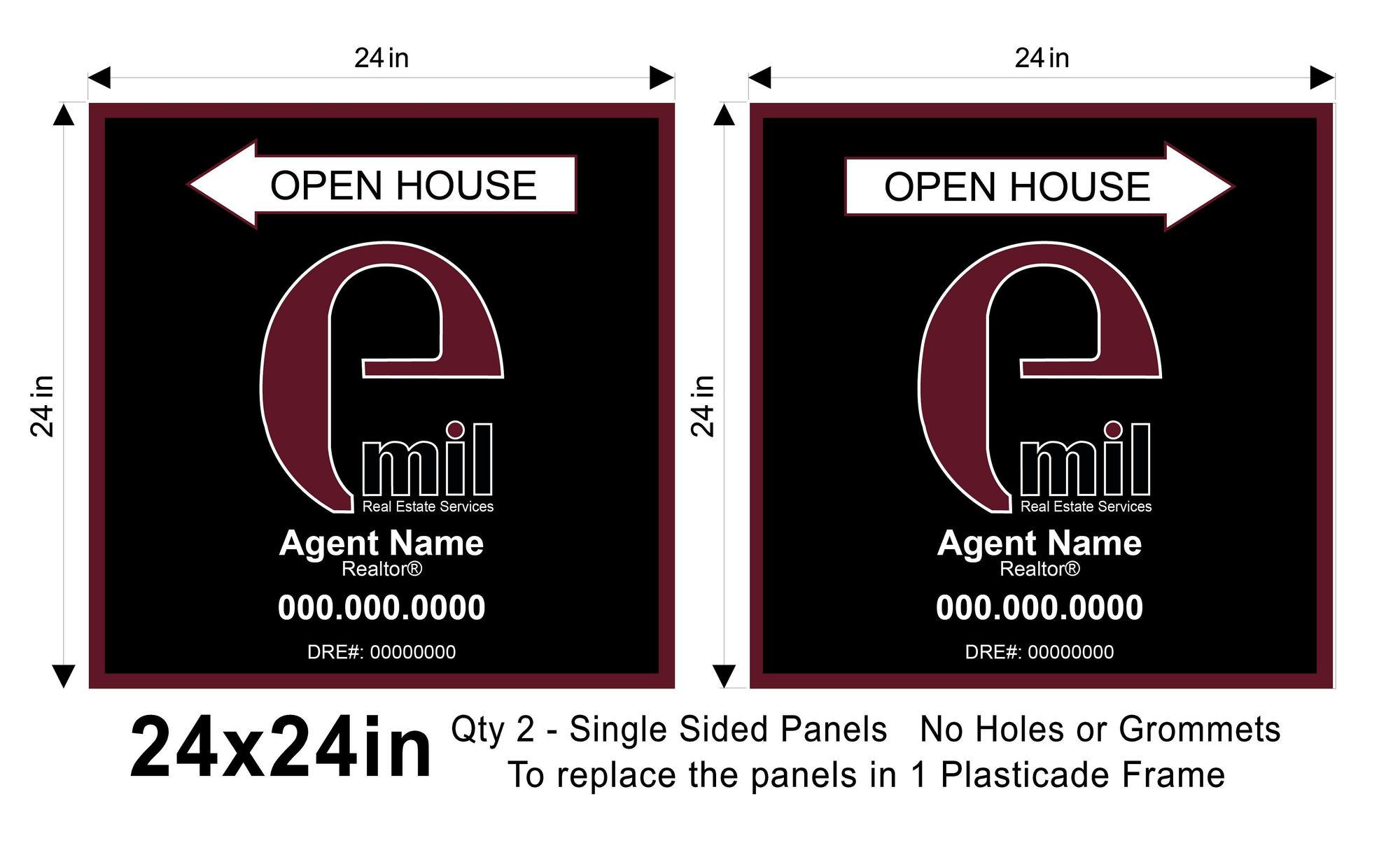 Emil Real Estate 24x24 Open house Replacement Panel Set