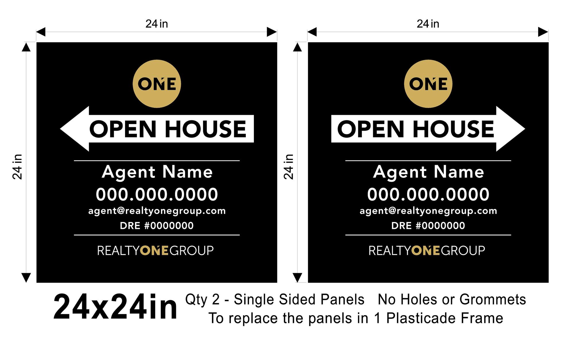 Realty ONE Group 24x24 Open house Replacement Panel Set