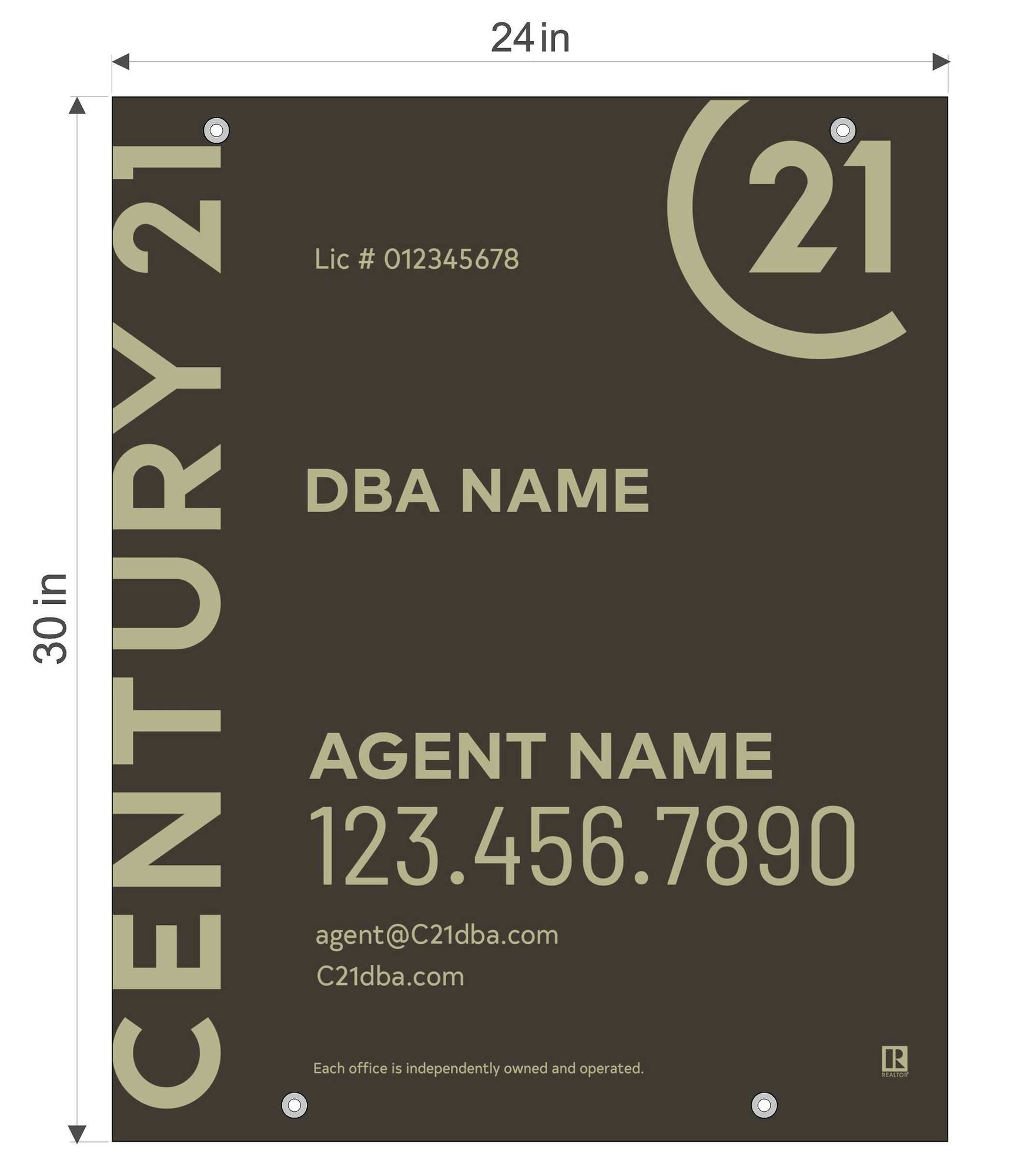 Century 21 24x30 Agent Panel