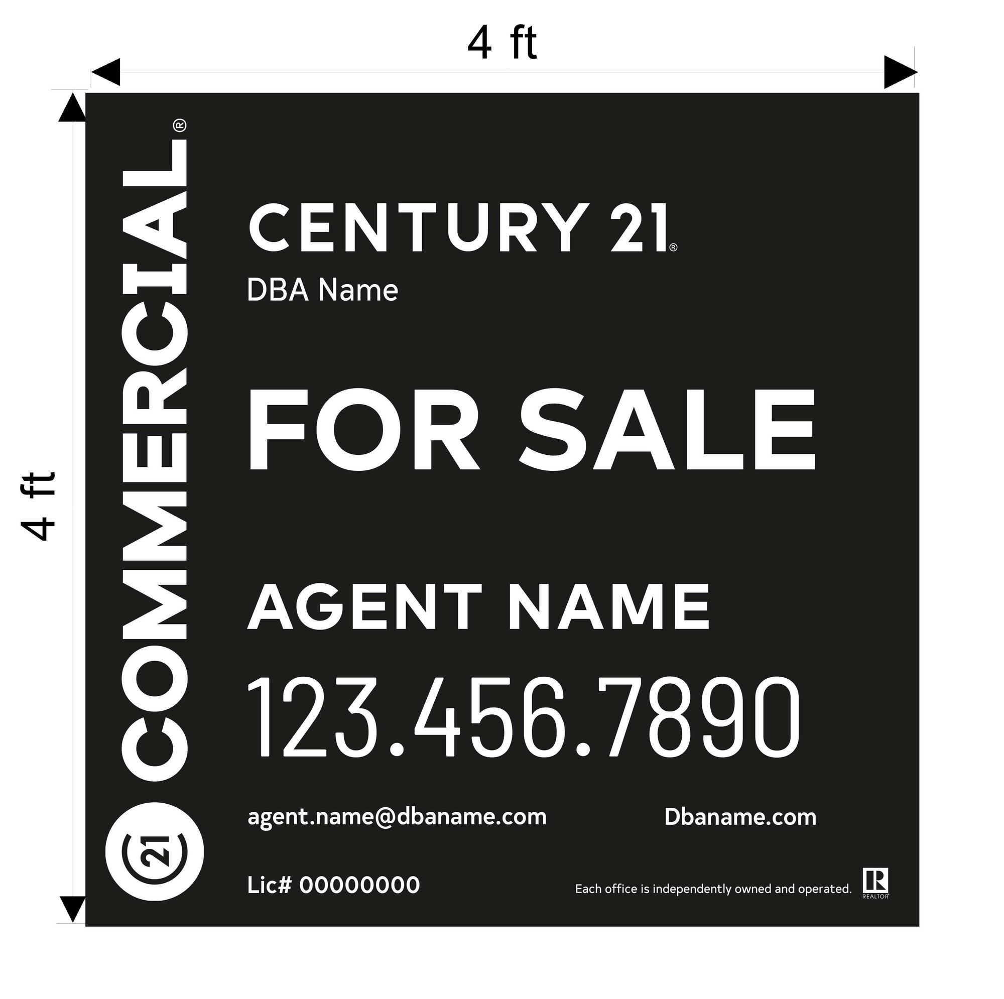 Century 21 4x4 Commercial Sign