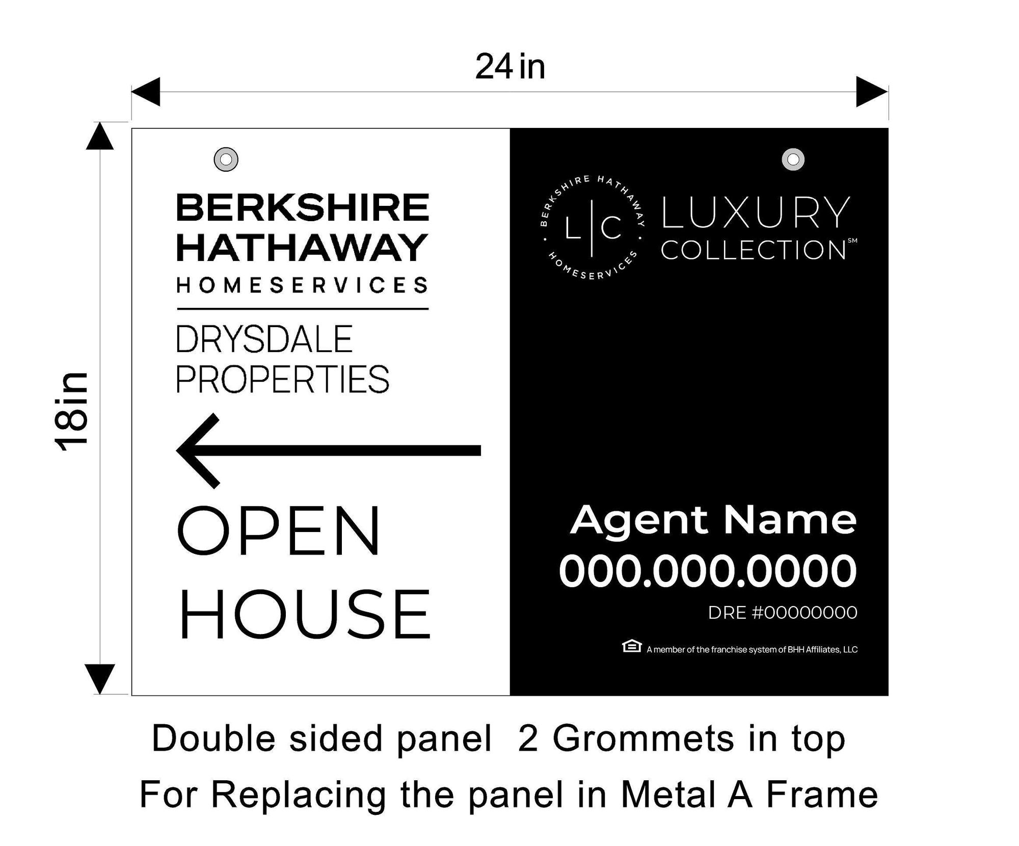 18x24 Berkshire Hathaway Luxury Open House Replacement Panel Set