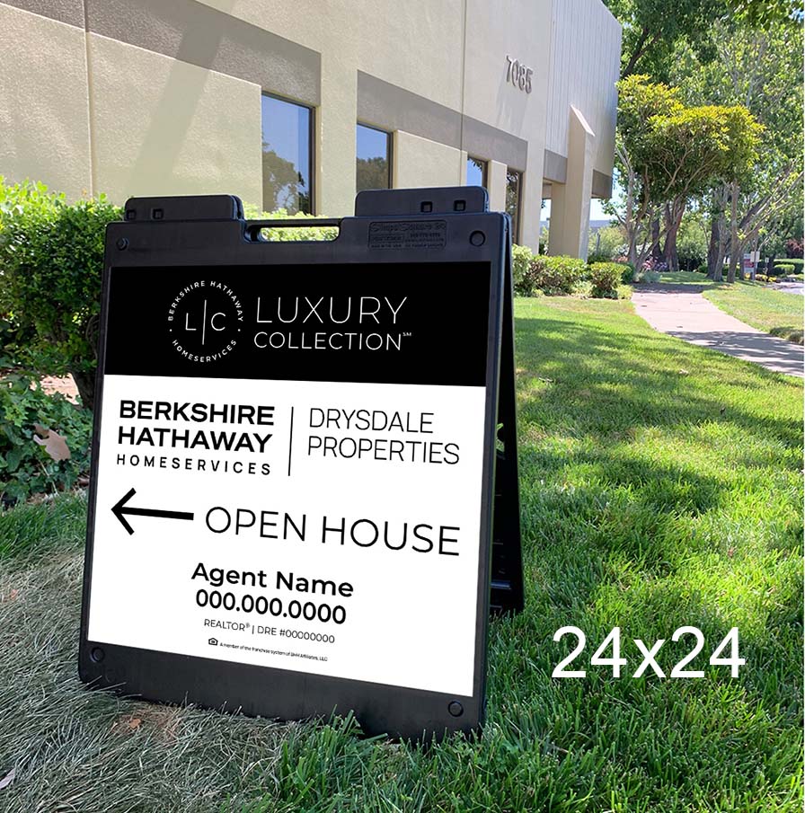 24x24 Berkshire Hathaway Luxury Open House sign with Plasticade Frame