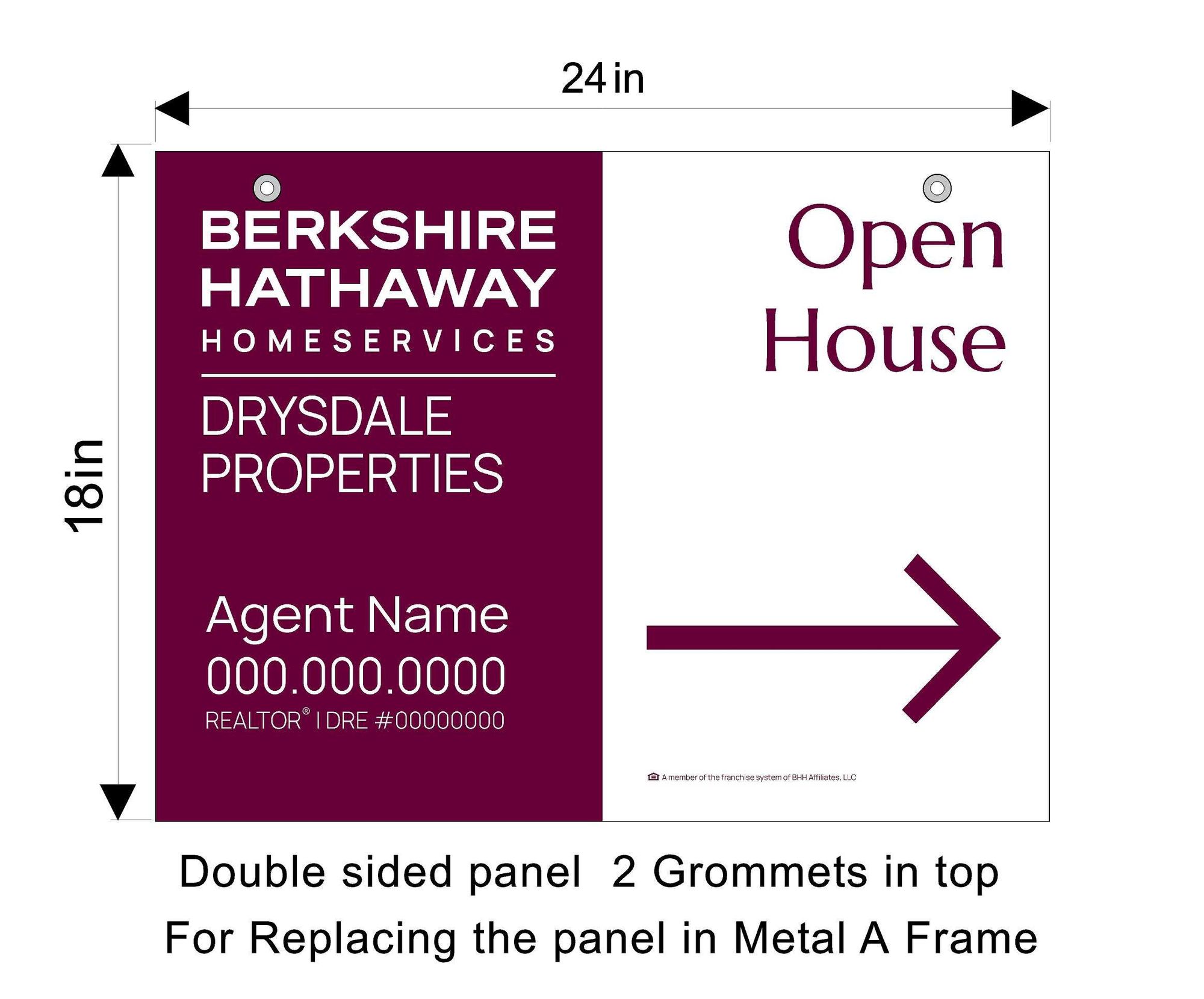 18x24 Berkshire Hathaway Standard Open House Replacement Panel Set