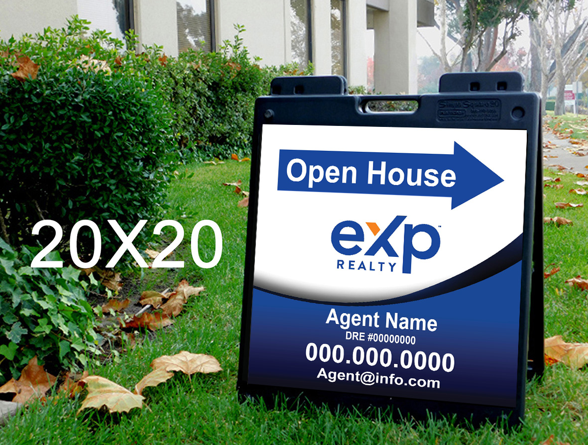 Exp 20x20 Open House sign witn Plasticade Frame