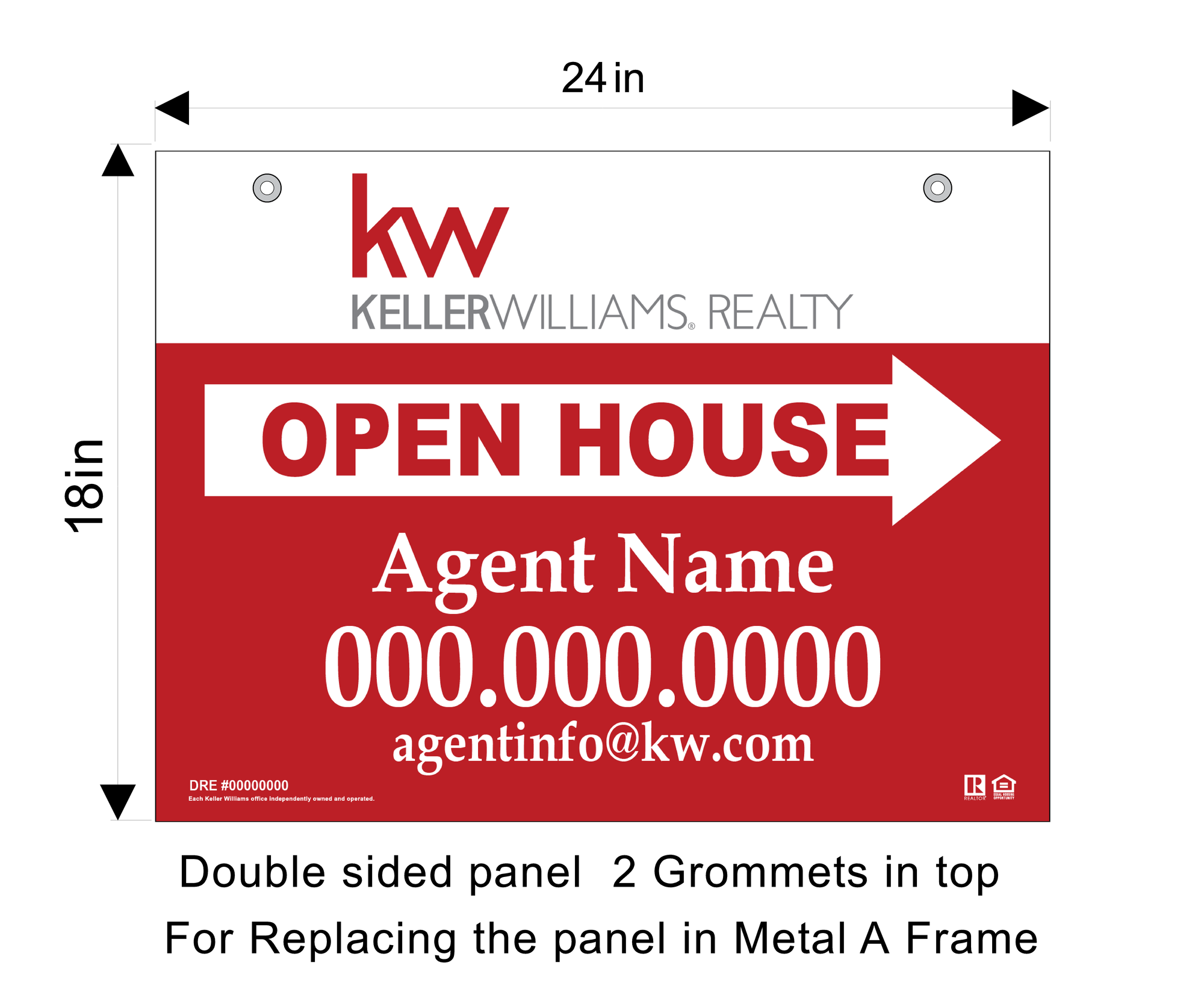 Keller Williams 18x24 Open House Replacement Panel