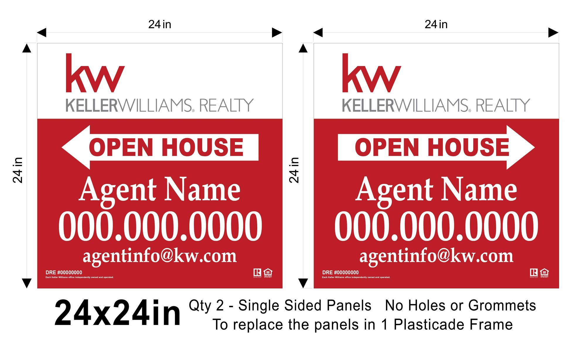 Keller Williams 24x24 Open house Replacement Panel Set