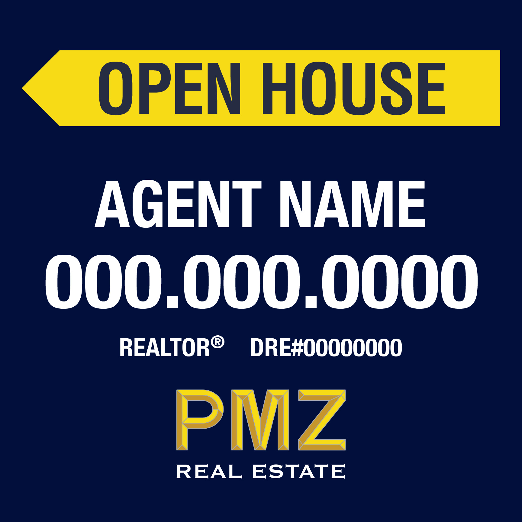 PMZ 24x24 Open House sign with Plasticade Frame