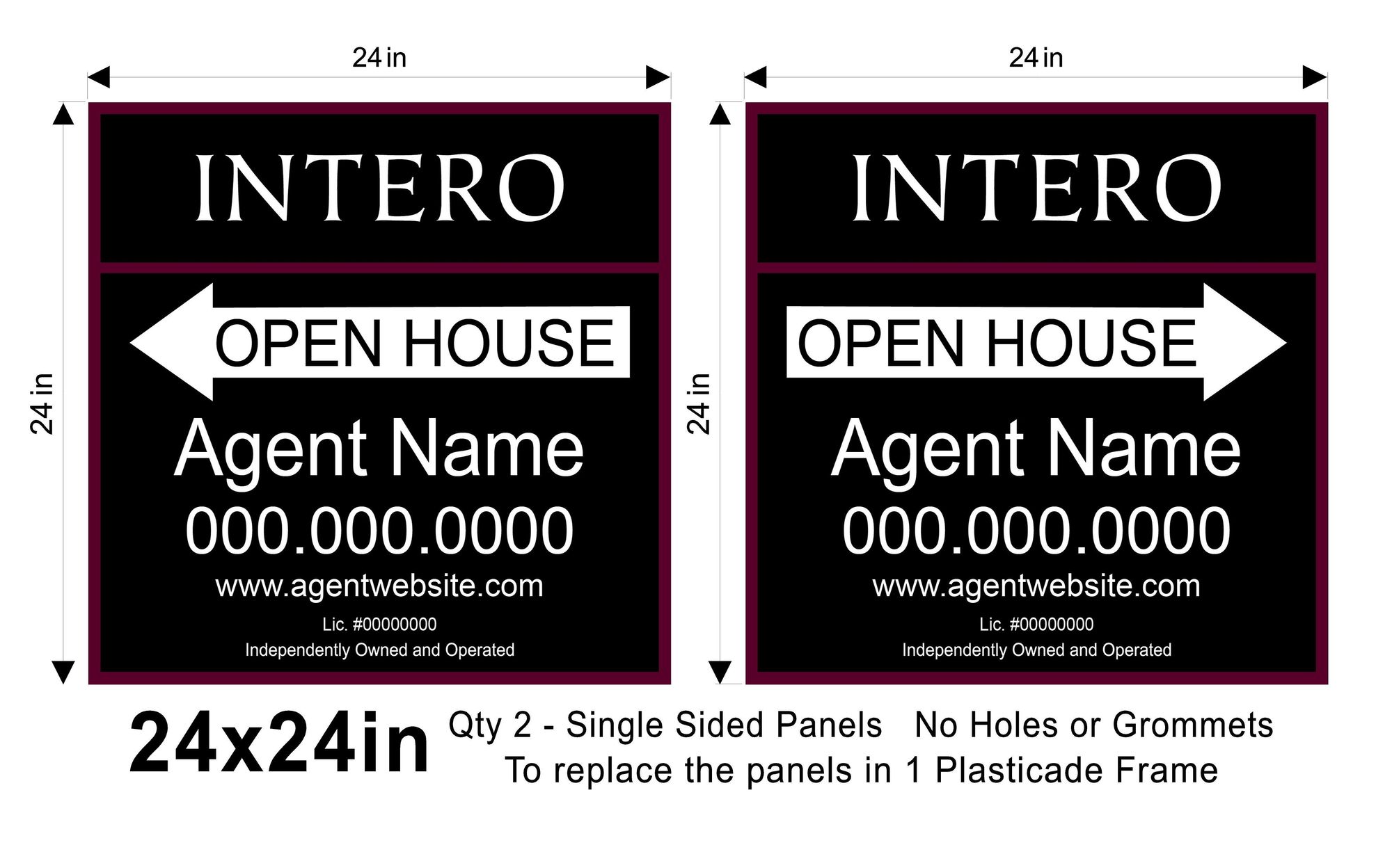Intero 24x24 Open House Replacement Panel Sets