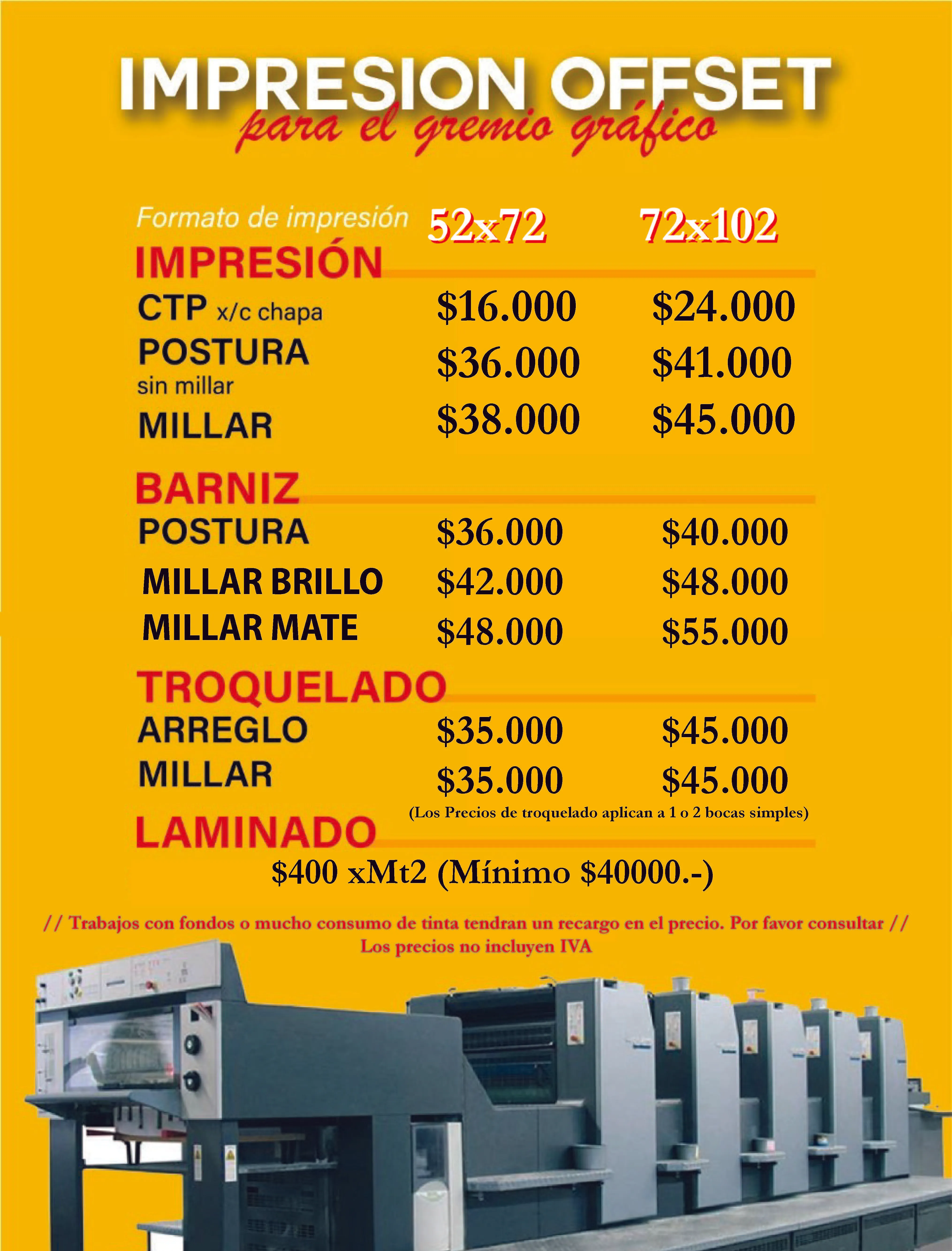 Impresion OFFSET al Gremio Grafico