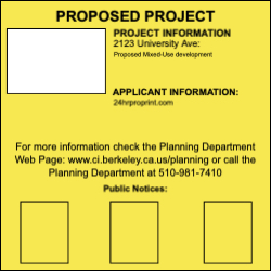 City of Berkeley Yellow Permit SIgn 4 x 4