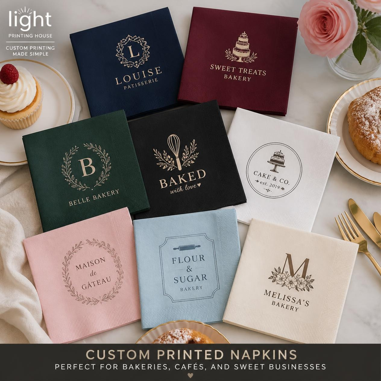 Custom Bakery Napkins | Light Printing House