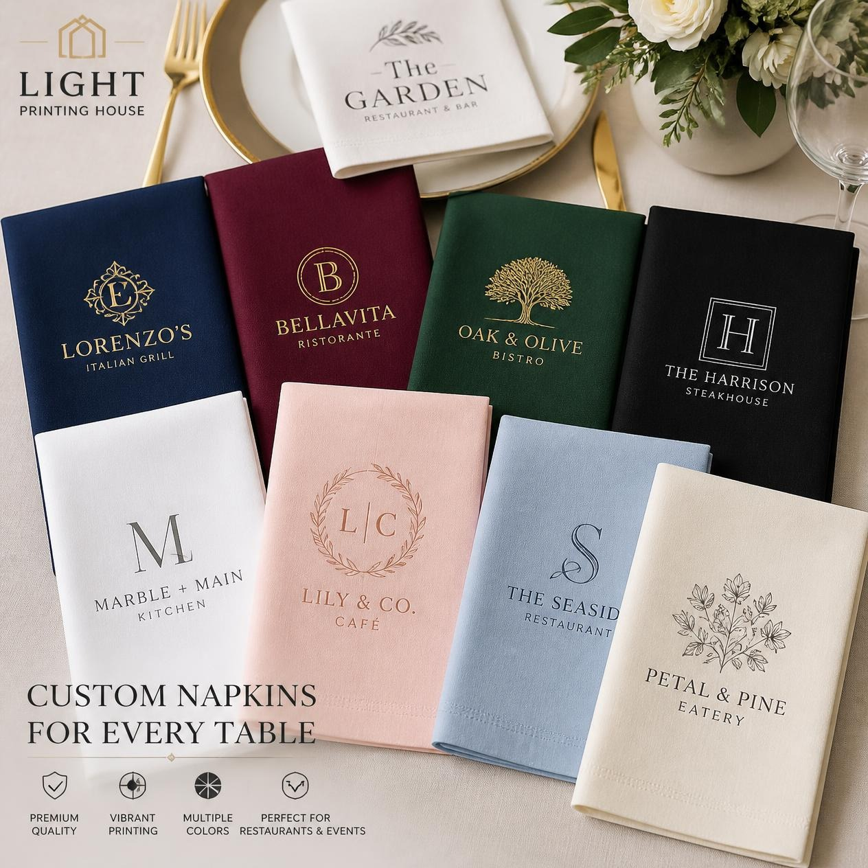 Custom Restaurant Napkins | Light Printing House