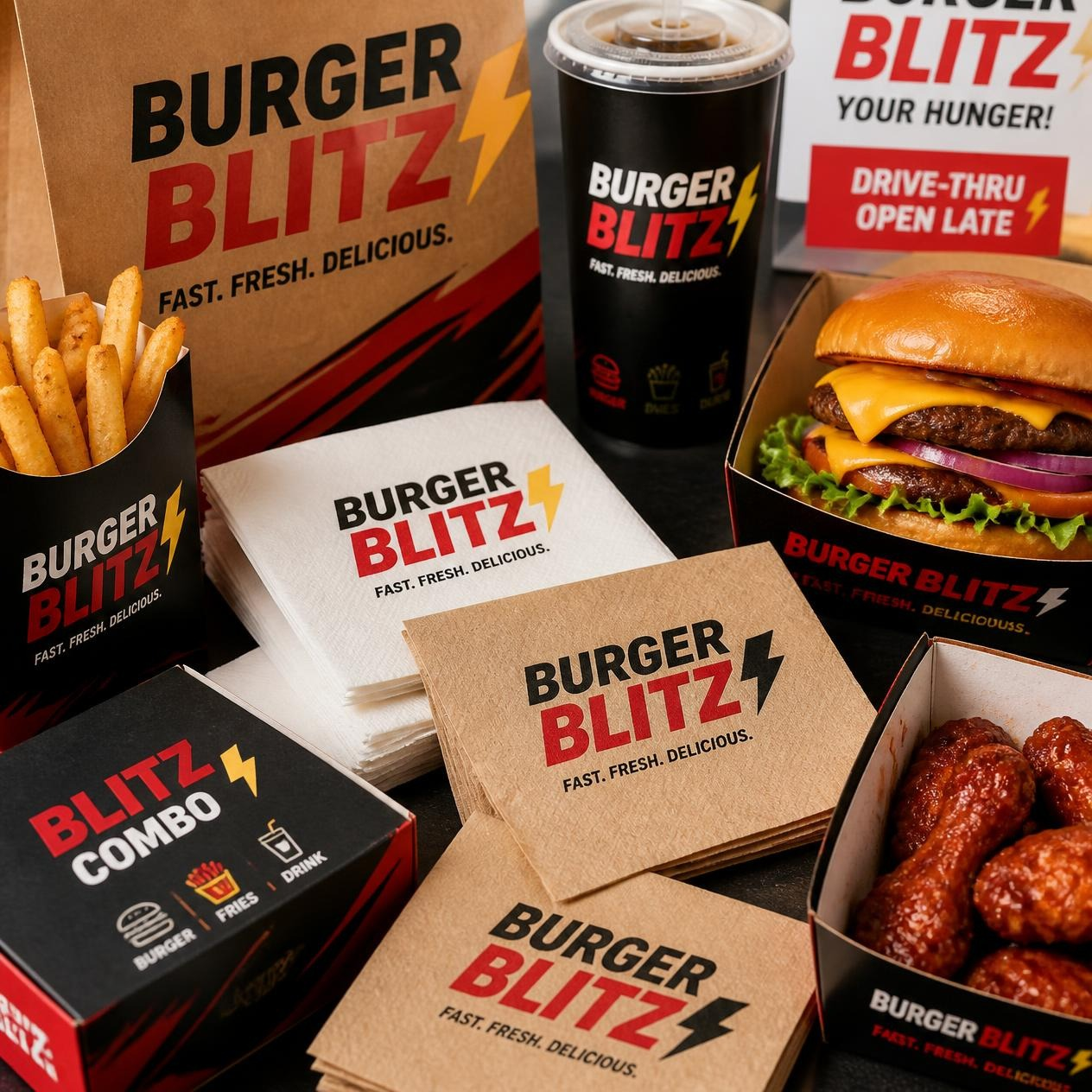 Custom Fast Food Napkins | Light Printing House