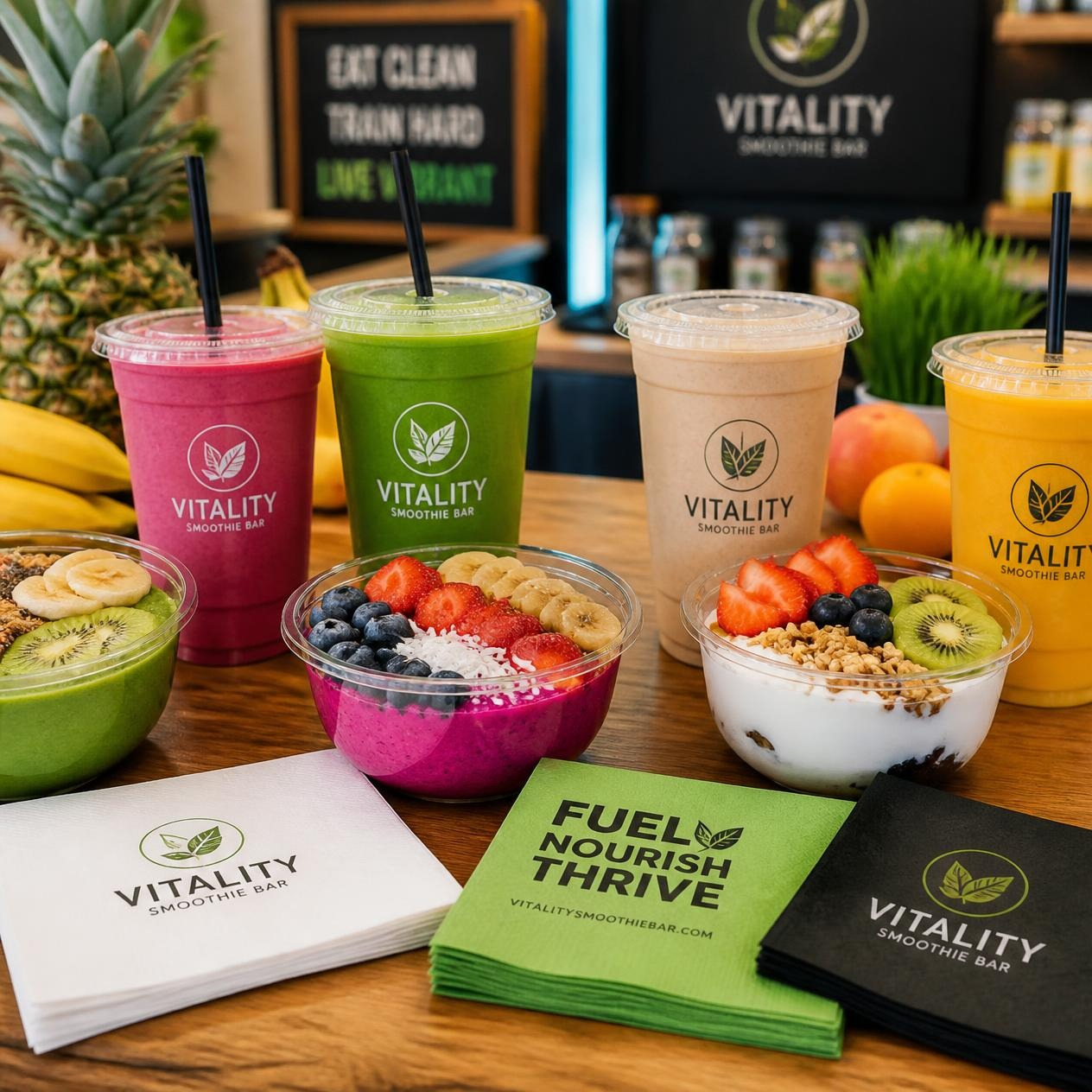 Custom Smoothie Bar Napkins | Light Printing House