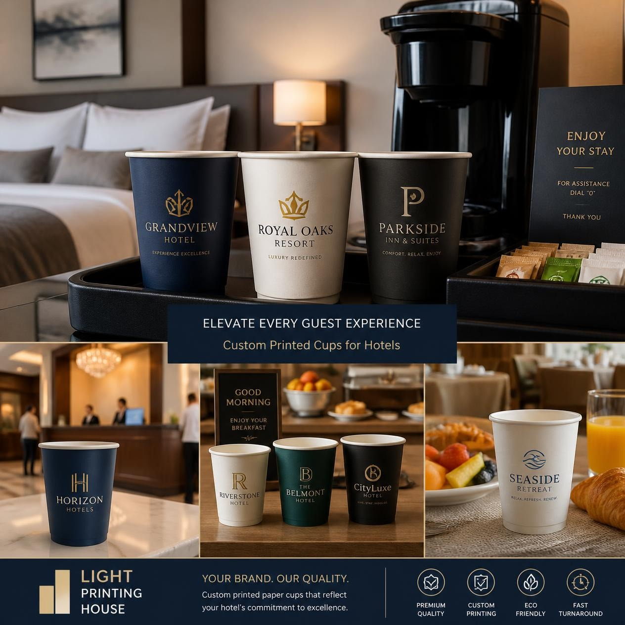 Custom Hotel Paper Cups Custom Hotel Paper Cups | Light Printing House