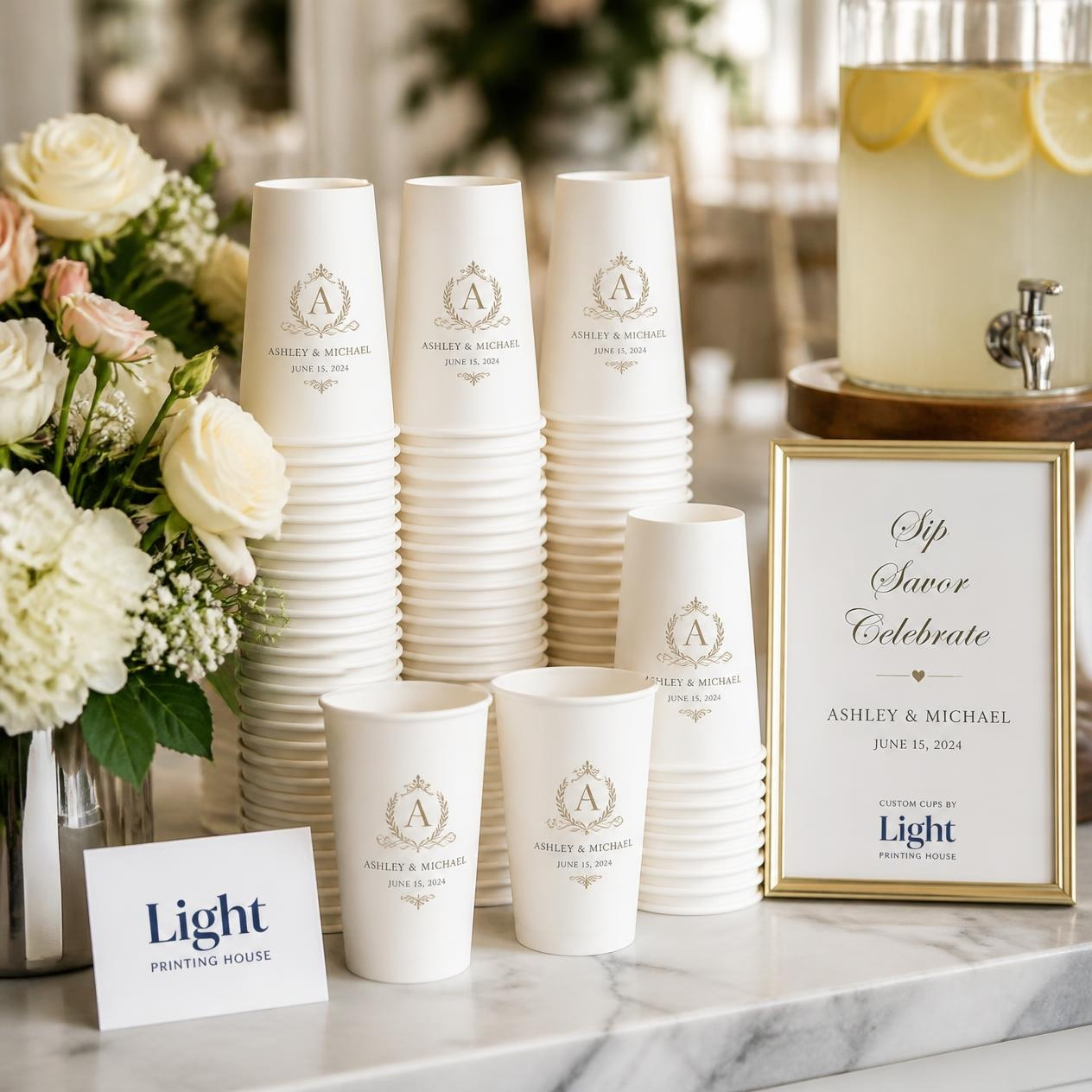 Custom Wedding Venue Paper Cups Custom Wedding Venue Paper Cups | Light Printing House