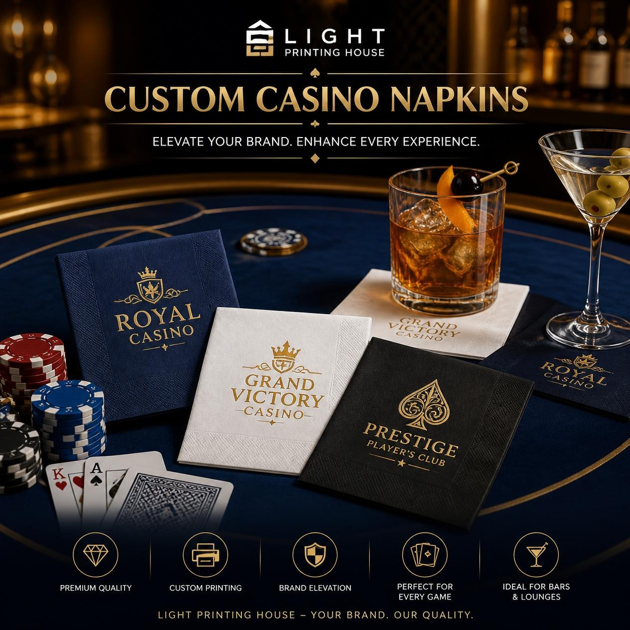 Custom Casino Napkins | Light Printing House