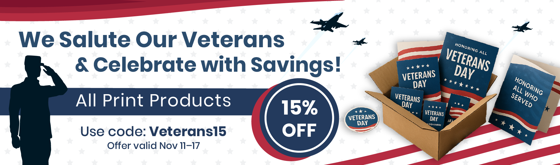 15% off All - Veterans Day