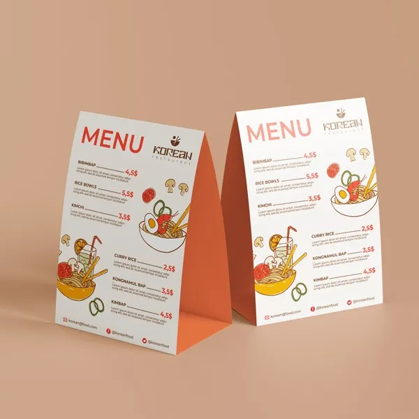 High-Quality Table Tent Menus