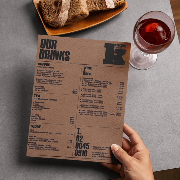 Brown Kraft Menus | Light Printing House