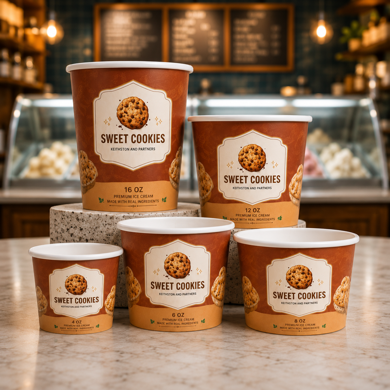 Large Printed Ice Cream Cups