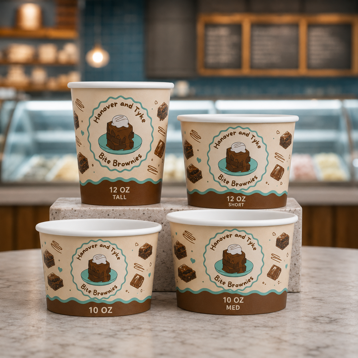 Printed Dessert Cups for Ice Cream and Brownies