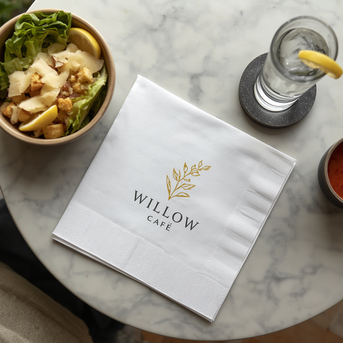 Printed napkins for restaurant branding